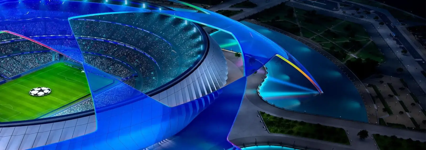 Champions League stadium at night